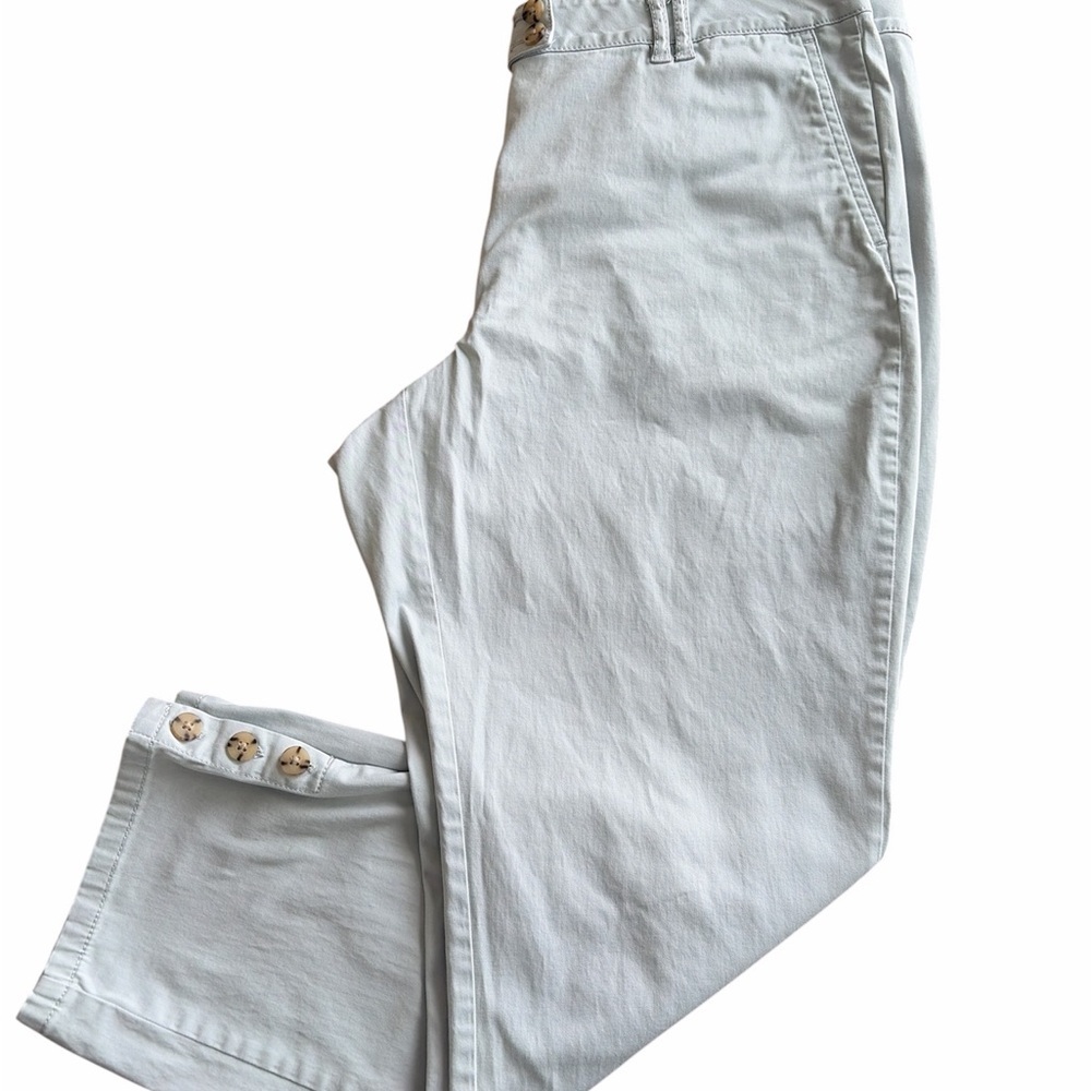 J. Jill Live In Chino Light Gray Pants Size 14 Buttons on Bottom of Leg